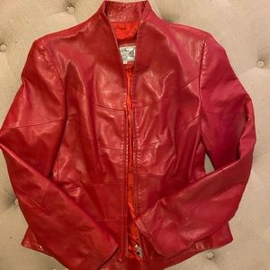 VERA PELLE RED 100% LEATHER JACKET